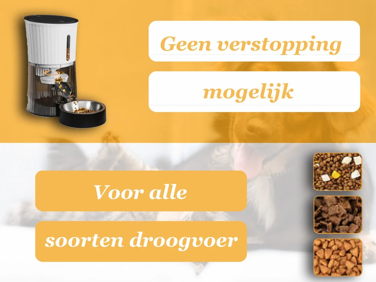 Merkloos Automatische Voerbak Kat En Hond 4L – Voerautomaat - Voerdispenser Huisdier – Smart Automatic Pet Feeder – Met Voicerecorder - Wit 3 Merkloos Automatische Voerbak Kat En Hond 4L – Voerautomaat - Voerdispenser Huisdier – Smart Automatic Pet Feeder – Met Voicerecorder - Wit - Afbeelding 3