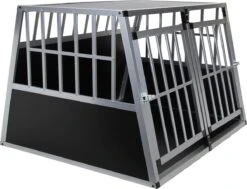 Topmast Autobench Ellipse - XL - 89 X 69 X 50 Cm - Zwart - Aluminium Reisbench Met Tussenschot - Dubbel - Autobench Voor Hond - Autobenches - Reisbench Hond