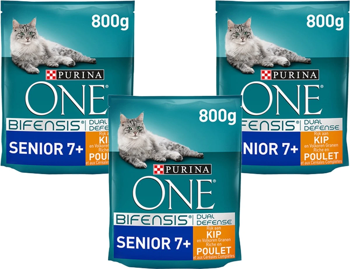 Purina One Bifensis Senior 7+ Rijk Aan Kip En Volkoren Granen - 800g X 3 1 Purina One Bifensis Senior 7+ Rijk Aan Kip En Volkoren Granen - 800g X 3