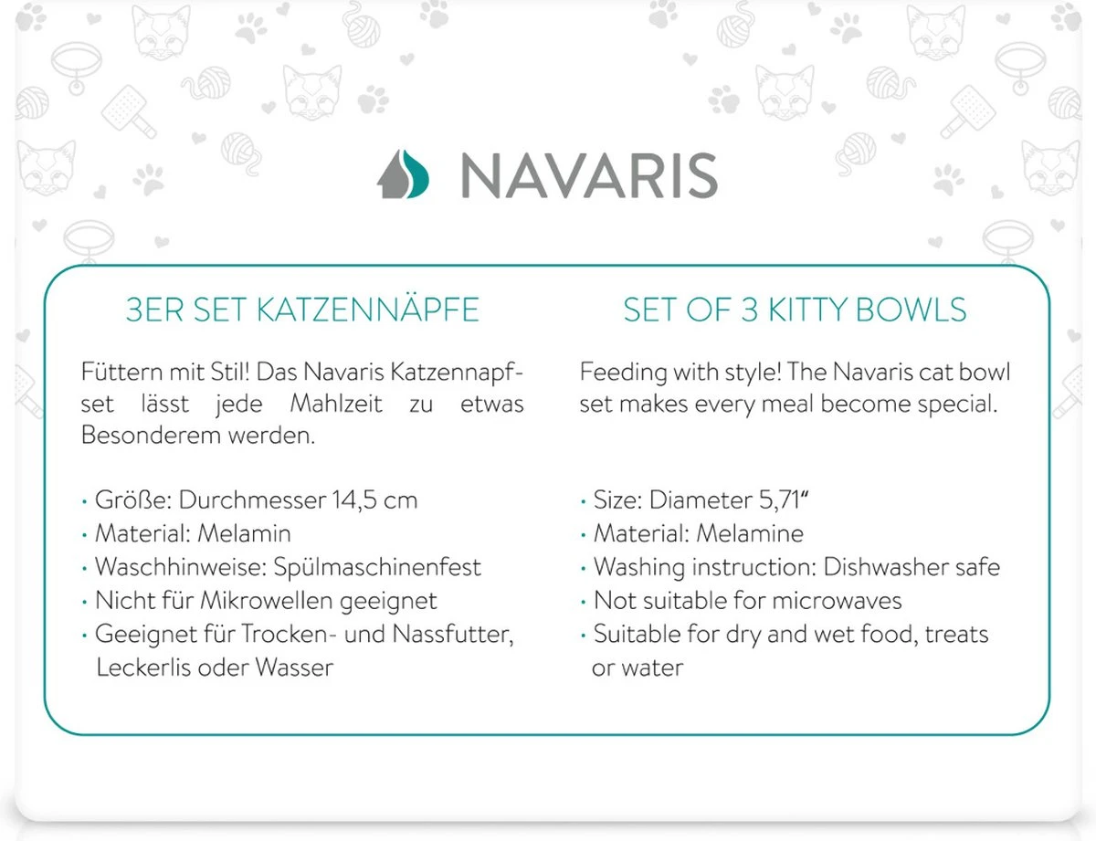 Navaris Voerbakjes Voor Katten - Set Van 3 Voer- En Waterbakken - Met Kattenkopjes Vorm - Antislip - Etensbakjes In Grijs, Wit En Zwart 6 Navaris Voerbakjes Voor Katten - Set Van 3 Voer- En Waterbakken - Met Kattenkopjes Vorm - Antislip - Etensbakjes In Grijs, Wit En Zwart - Afbeelding 6