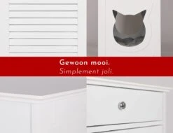 WONDERMAKE® Grote Kattenkast Houten Voor Kattenbak Kattentoilet, XL-kattenbak Dressoir Kastje Met Schuiflade, Designer Kattenhuis Met Kattenhol Kattenbakkast, Kasten Kast Voor Katten Binnen Hoog, 51 X 46 X 96 Cm, Wit -Dieren Product Winkel 1200x922 5