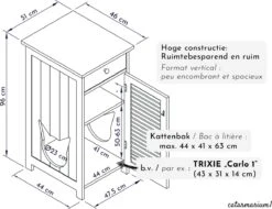 WONDERMAKE® Grote Kattenkast Houten Voor Kattenbak Kattentoilet, XL-kattenbak Dressoir Kastje Met Schuiflade, Designer Kattenhuis Met Kattenhol Kattenbakkast, Kasten Kast Voor Katten Binnen Hoog, 51 X 46 X 96 Cm, Wit -Dieren Product Winkel 1200x923 2