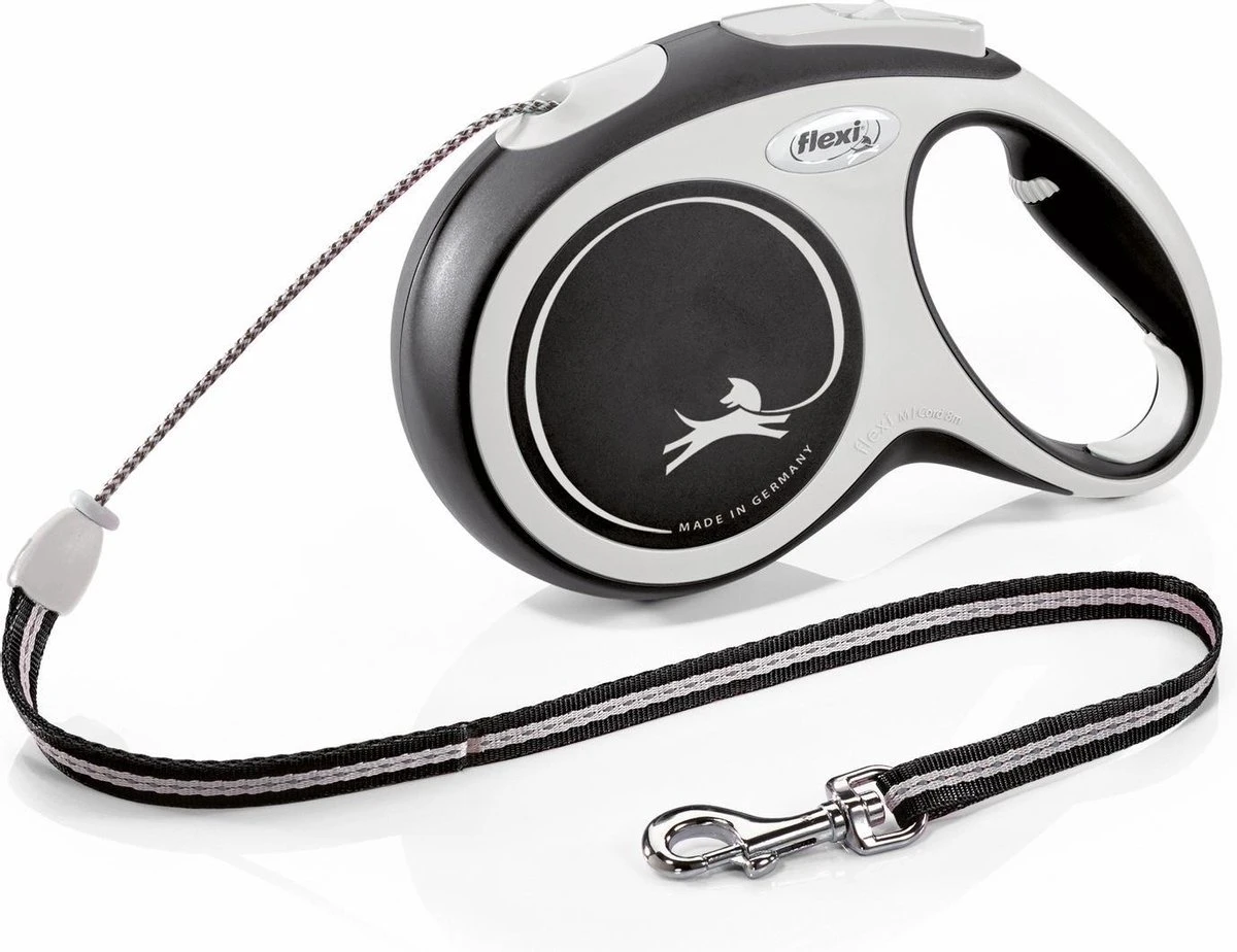 Flexi Rollijn New Comfort Koord M Zwart&Lichtgrijs - Hondenriem - 8 M 1 Flexi Rollijn New Comfort Koord M Zwart&Lichtgrijs - Hondenriem - 8 M