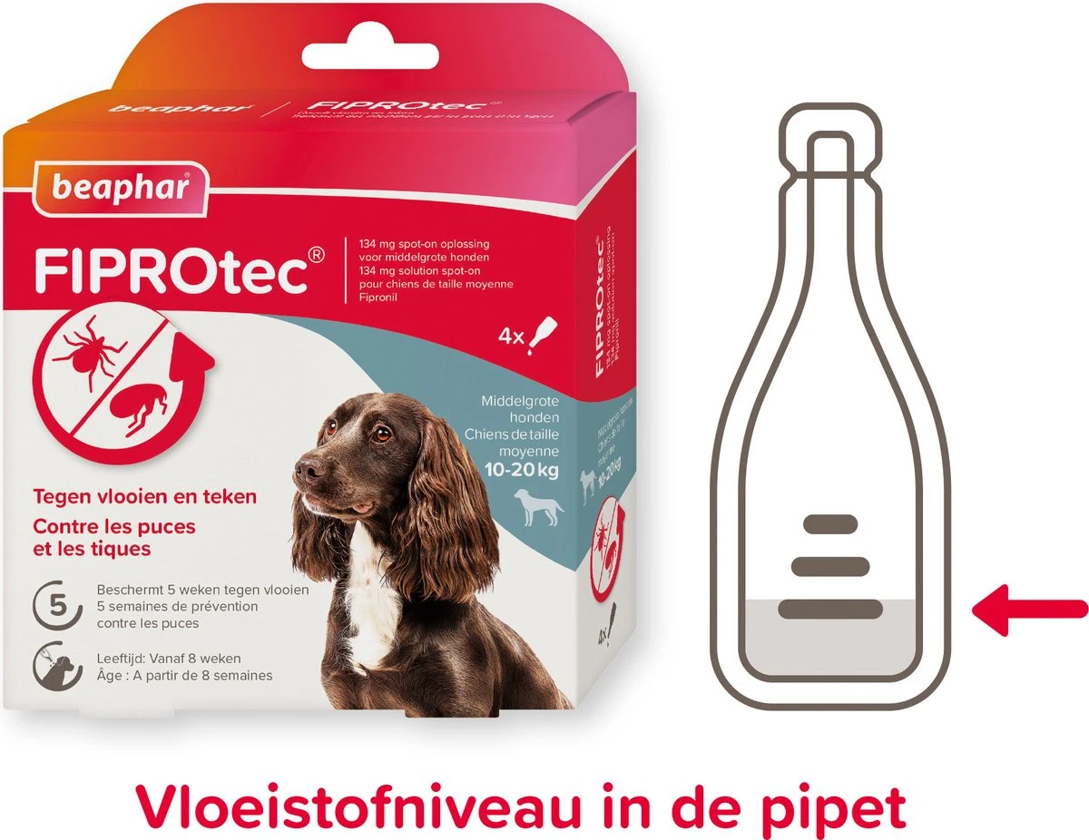 Beaphar Fiprotec Vlooien- En Tekenmiddel Hond 10-20 Kg - 4 Pipetten 8 Beaphar Fiprotec Vlooien- En Tekenmiddel Hond 10-20 Kg - 4 Pipetten - Afbeelding 8