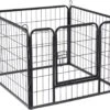 ACAZA Hondenren In 4 Panelen - Hondenkennel - Met Deur - 60 Cm Hoog - Zwart