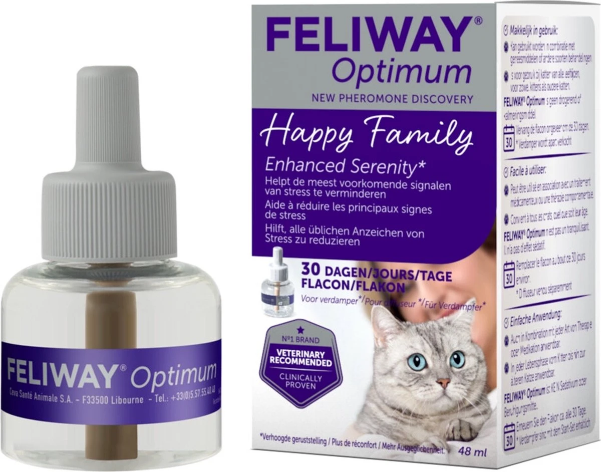 Feliway Optimum - Navulling - Flacon 48ml - Anti-stress Kat 4 Feliway Optimum - Navulling - Flacon 48ml - Anti-stress Kat - Afbeelding 4