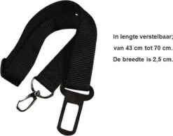 Merkloos Autoriem Hond – Autogordel Voor Huisdieren – Auto Veiligheidsgordel Dier – Gordel Riem – Zwart – One Size – Verstelbaar