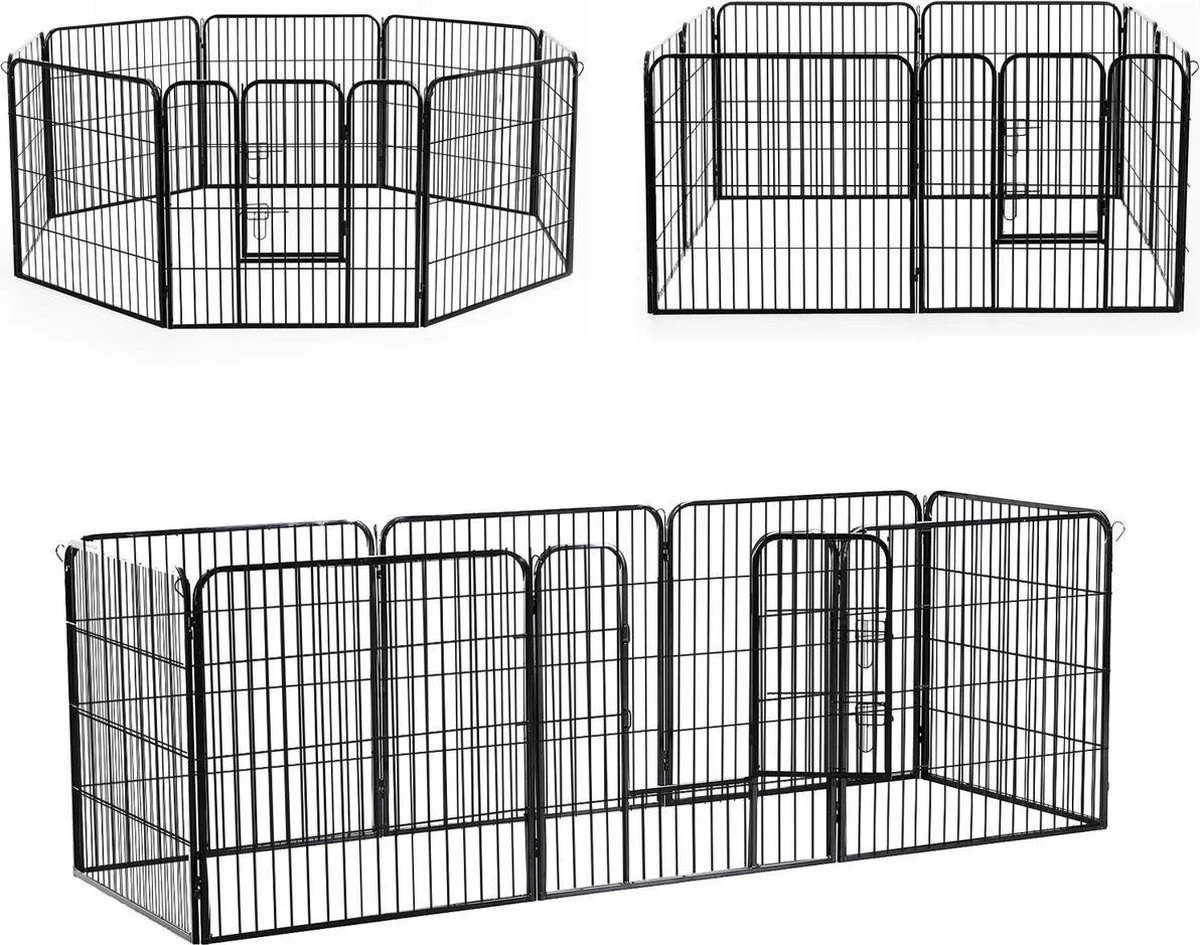 Merkloos Hondenren - Puppyren - Hondenkennel - 8 Kennelpanelen - Staal - 80 Cm Hoog - 640 Cm Omtrek - Uitbreidbaar 5 Merkloos Hondenren - Puppyren - Hondenkennel - 8 Kennelpanelen - Staal - 80 Cm Hoog - 640 Cm Omtrek - Uitbreidbaar - Afbeelding 5