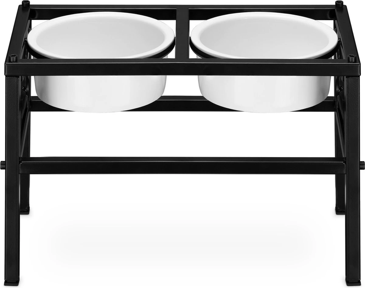 Navaris Verhoogde Voerbakset Met Standaard - 2 Keramische Voerbakken In Metalen Houder - 28 Cm Hoog - Voor Middelgrote En Grote Honden 5 Navaris Verhoogde Voerbakset Met Standaard - 2 Keramische Voerbakken In Metalen Houder - 28 Cm Hoog - Voor Middelgrote En Grote Honden - Afbeelding 5