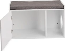 Relaxdays Kattenbak Ombouw - Met Zitkussen - Kattenhuis Wit - Kattenmeubel - Kattenkast -Dieren Product Winkel 1200x950 3