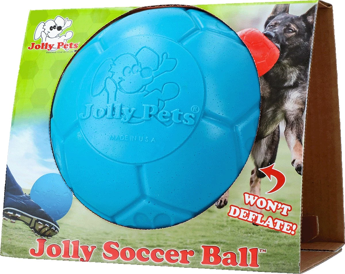 Jolly Pets Jolly Soccer Ball – Hondenspeelgoed – Hondenspeeltjes Voor Binnen En Buiten – Hondenbal Voor Honden – Hondenvoetbal – Jollyflex Stevig Kunststof – Drijvend Hondenspeeltje – Ø20cm – Licht Blauw 5 Jolly Pets Jolly Soccer Ball – Hondenspeelgoed – Hondenspeeltjes Voor Binnen En Buiten – Hondenbal Voor Honden – Hondenvoetbal – Jollyflex Stevig Kunststof – Drijvend Hondenspeeltje – Ø20cm – Licht Blauw - Afbeelding 5