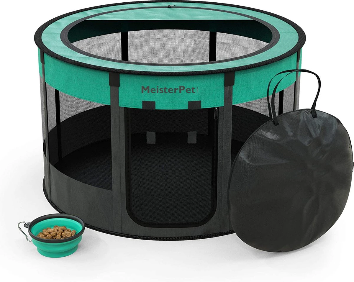 Meisterpets Opvouwbare Puppyren Rond - Extra Stevig - (Ø X H) 75 X 43 Cm - Incl. Gratis Drinkbak! 1 Meisterpets Opvouwbare Puppyren Rond - Extra Stevig - (Ø X H) 75 X 43 Cm - Incl. Gratis Drinkbak!