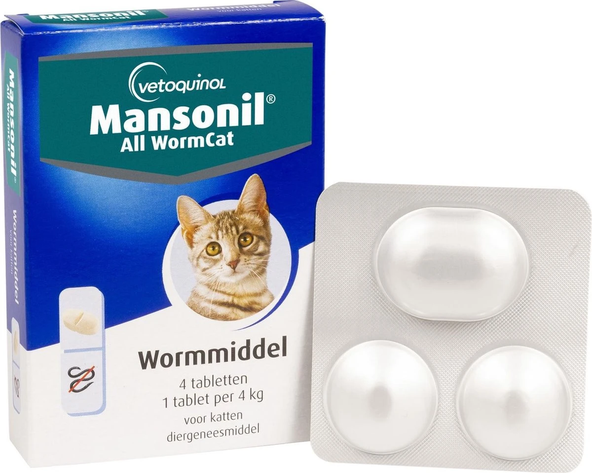 Mansonil All Worm Cat Ontworming - Kat - 4 Tabletten 4 Mansonil All Worm Cat Ontworming - Kat - 4 Tabletten - Afbeelding 4