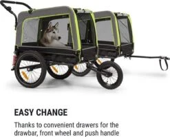 Klarfit Husky Vario 2-in-1 Hondenfietskar Hondenbuggy 240 Liter - Past Bij Alle Fietsen Met 26-28"- 600D Oxford Canvas -Dieren Product Winkel 1200x967 4