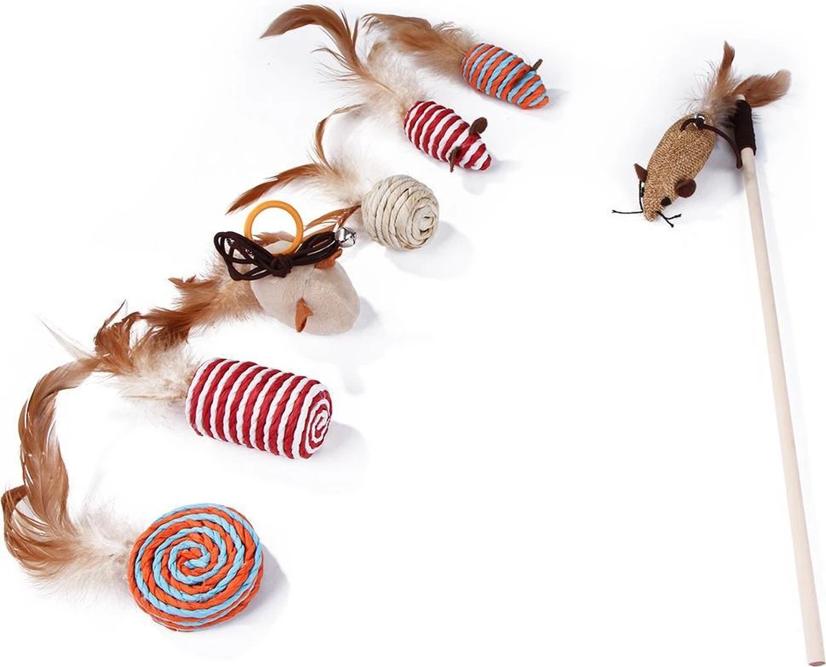 Make Life Beautiful® - Kattenspeeltjes Set - 7-delig - Kattenspeelgoed - Kattenhengel - Speelmuisjes - Kattenspeelgoed Set 11 Make Life Beautiful® - Kattenspeeltjes Set - 7-delig - Kattenspeelgoed - Kattenhengel - Speelmuisjes - Kattenspeelgoed Set - Afbeelding 11