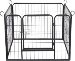 ACAZA Hondenren In 4 Panelen - Hondenkennel - Met Deur - 60 Cm Hoog - Zwart -Dieren Product Winkel 1200x973 1