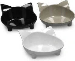 Navaris Voerbakjes Voor Katten - Set Van 3 Voer- En Waterbakken - Met Kattenkopjes Vorm - Antislip - Etensbakjes In Grijs, Wit En Zwart 11 Navaris Voerbakjes Voor Katten - Set Van 3 Voer- En Waterbakken - Met Kattenkopjes Vorm - Antislip - Etensbakjes In Grijs, Wit En Zwart -Dieren Product Winkel 1200x977