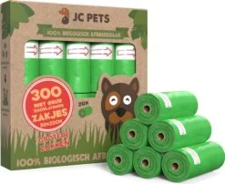 Hondenpoepzakjes - 300 Stuks - 100% Biologisch Afbreekbaar - Poepzakjes Hond - 20 Rollen