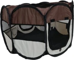 Dailyibed Opvouwbare Puppyren - Bruin - 115x115x58 Cm - Incl. Draagtas - Incl. Voederbak -Dieren Product Winkel 1200x983 2