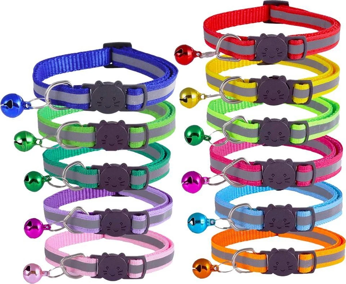 Petsify - Kattenhalsband Met Belletje - Veiligheidssluiting - Reflecterend - Halsband Kat - Halsband Kitten - Set Van 11 1 Petsify - Kattenhalsband Met Belletje - Veiligheidssluiting - Reflecterend - Halsband Kat - Halsband Kitten - Set Van 11