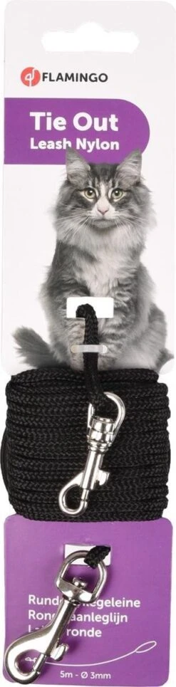 Flamingo - Katten Aanleglijn - Zwart - 500 X 0.3 X 0.3 Cm -Dieren Product Winkel 307x1200