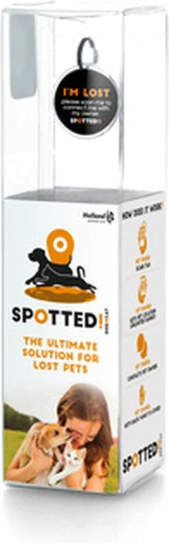 Spotted! Pro Smart Pet Tag – Dierenpenning – QR Code – NFC Chip – Voor Honden – Medium – Ø3.4cm - Zilver -Dieren Product Winkel 375x1200