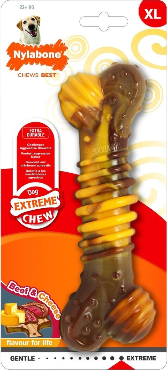 Nylabone Extreme Kauwbot Met Rund- En Kaassmaak - Voor Krachtige Kauwers - In S/M/XL - X-Large 1 Nylabone Extreme Kauwbot Met Rund- En Kaassmaak - Voor Krachtige Kauwers - In S/M/XL - X-Large