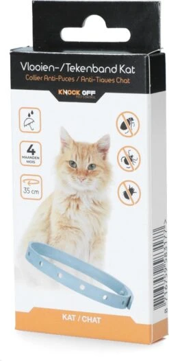 Knock Off Vlooien-tekenband – 100% Natuurlijke Vlooienbestrijding - Zonder Schadelijke Pesticiden Of Gif – Effectief Tot 4 Maanden – Nederlands- En Franstalige Handleiding – Regen- En Waterbestendig - Geschikt Voor Katten – 35 Cm -Dieren Product Winkel 564x1200