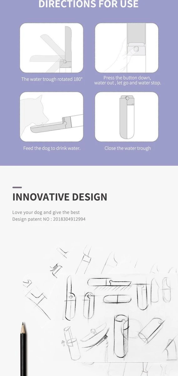 Vouwbare Honden Waterfles 420ml - Honden Fles Water - Honden Bidon - Honden Drinkfles - Paars 8 Vouwbare Honden Waterfles 420ml - Honden Fles Water - Honden Bidon - Honden Drinkfles - Paars - Afbeelding 8