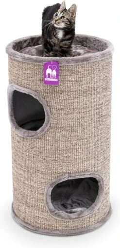 Petrebels Dome 80 Krabton Voor Katten -Cappuccino - Ø 45 X 80 Cm - Stabiel