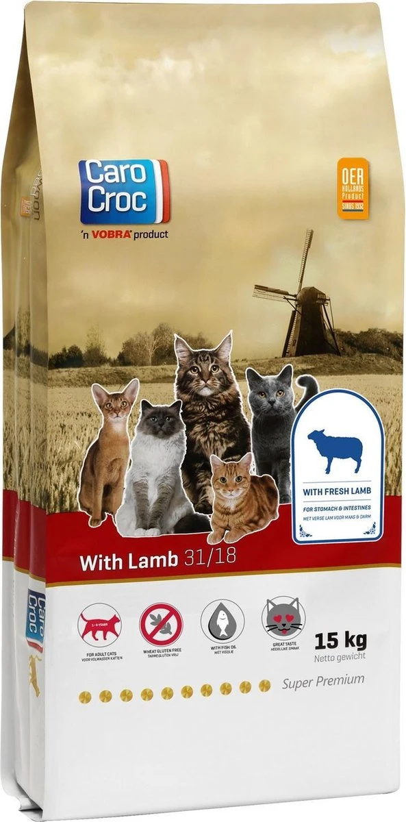 Carocroc Adult - Lam - Kattenvoer - 15 Kg 1 Carocroc Adult - Lam - Kattenvoer - 15 Kg