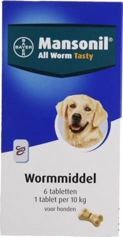 Mansonil All Worm Dog Tasty Ontwormingsmiddel (S/M Vanaf 2.5kg) - 6 Tabletten -Dieren Product Winkel 624x1200 1