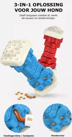 3-in-1 Hondenkauwbot - Gebitsverzorging - IQ Training - Voedsel Afgifte Functie - Geometrisch Ontwerp - Duurzaam & Milieuvriendelijk - Kauwbot - Honden - Hondenbot - Rood -Dieren Product Winkel 631x1200 5