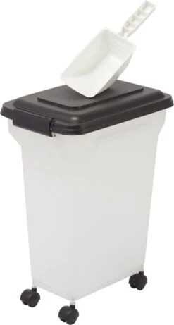 Iris Ohyama Air Tight Food Container ATS-M - Kunststof- 20 Liter - Transparant/Zwart - Met Schepje