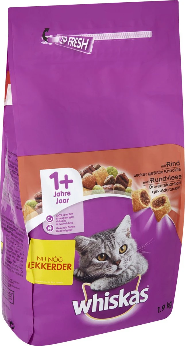 Whiskas Brokjes Adult Rund - Kattenvoer - 1 X 1,9 Kg 4 Whiskas Brokjes Adult Rund - Kattenvoer - 1 X 1,9 Kg - Afbeelding 4