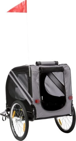 Flamingo Doggy Liner Economy - Hondenfietskar - Grijs/Zwart -Dieren Product Winkel 647x1200 2