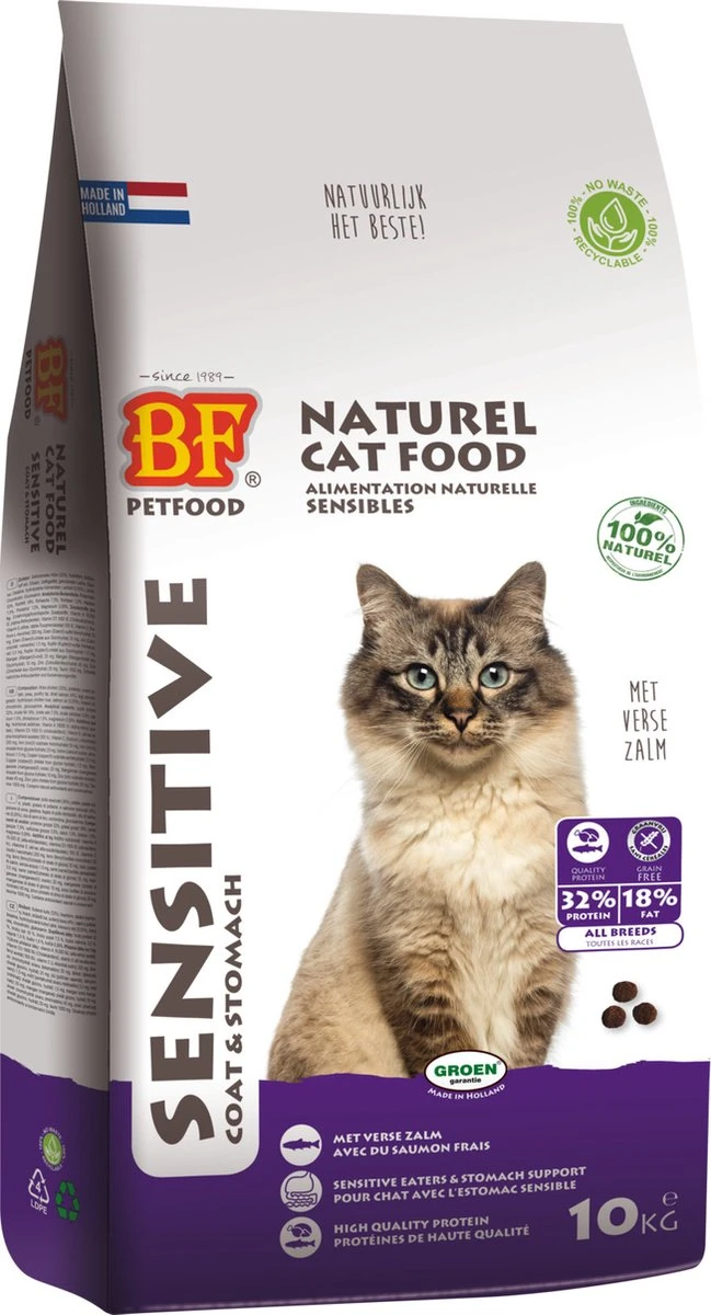 BF Petfood Kattenvoer Premium Sensitive Vacht - Maag 10 Kg 3 BF Petfood Kattenvoer Premium Sensitive Vacht - Maag 10 Kg - Afbeelding 3