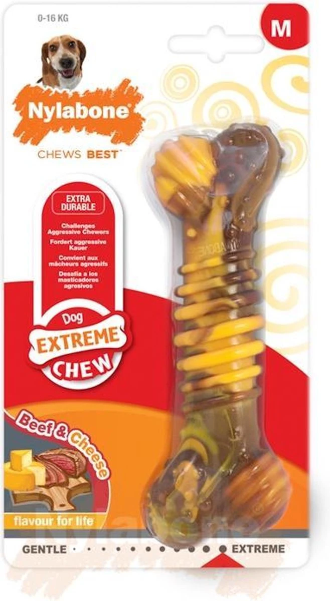 Nylabone Extreme Kauwbot Met Rund- En Kaassmaak - Voor Krachtige Kauwers - In S/M/XL - X-Large 3 Nylabone Extreme Kauwbot Met Rund- En Kaassmaak - Voor Krachtige Kauwers - In S/M/XL - X-Large - Afbeelding 3