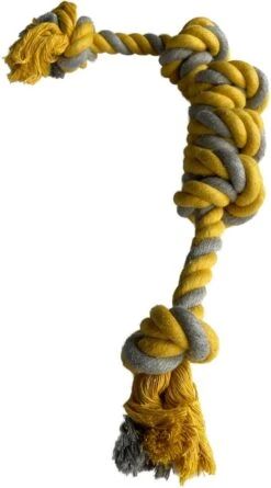 BoDutch Flostouw Hond - Hondenspeelgoed - Trektouw Hond - Hondentouw - Flostouw Hond - 60 Cm - Apporteerspeelgoed - Geel/Grijs -Dieren Product Winkel 666x1200