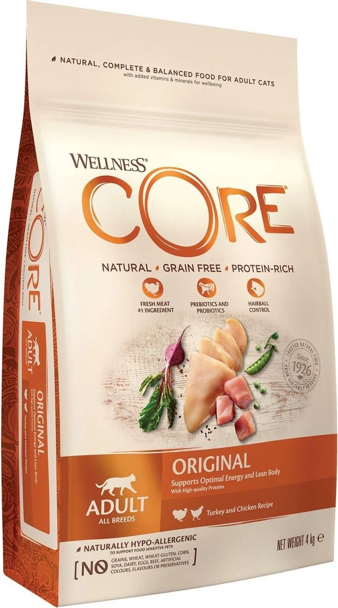 Wellness Core Kattenvoer Original Kalkoen - Kip 4 Kg 1 Wellness Core Kattenvoer Original Kalkoen - Kip 4 Kg