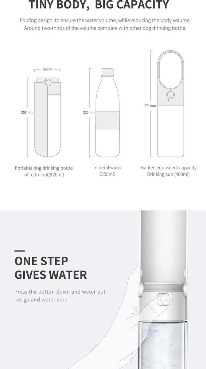 Vouwbare Honden Waterfles 420ml - Honden Fles Water - Honden Bidon - Honden Drinkfles - Paars 6 Vouwbare Honden Waterfles 420ml - Honden Fles Water - Honden Bidon - Honden Drinkfles - Paars - Afbeelding 6