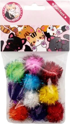 Make Me Purr Glitter Pompon Ballen (10 Stuks) - Kattenspeeltjes - Kattenspeelgoed - Speelgoed Voor Katten - Kat Speeltje Bal - Kitten Speeltjes Balletjes -Dieren Product Winkel 677x1200