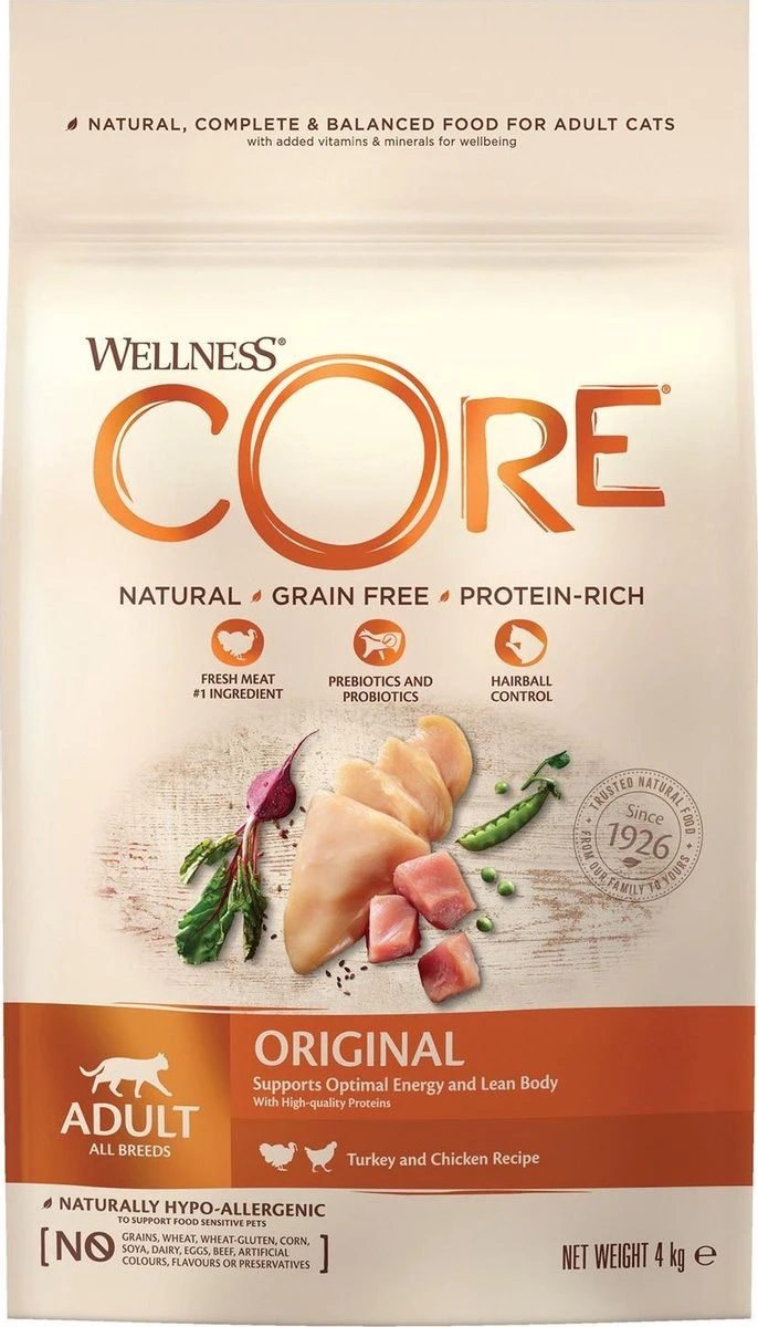 Wellness Core Kattenvoer Original Kalkoen - Kip 4 Kg 3 Wellness Core Kattenvoer Original Kalkoen - Kip 4 Kg - Afbeelding 3