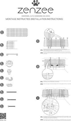 Zenzee - Hondenrek Auto - Hondenrek - Autorek Hond - Bagagerek - Verstelbaar- B91-145cm/H30 Cm- Zwart -Dieren Product Winkel 703x1200 1