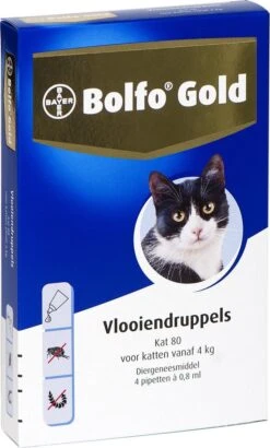 Bayer Bolfo Gold 80 Anti Vlooienmiddel - Kat - > 4 Kg - 4 Pipetten -Dieren Product Winkel 723x1200