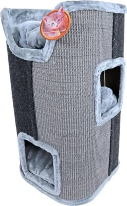 Katten Krab/klimmeubel Met 2 Gaten 75 Cm Grijs/zwart - Krabpaal - Krabton