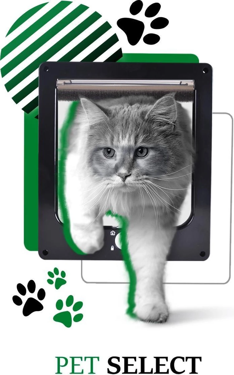 Merkloos Kattenluik Zwart Met Tunnel – 4 Vergrendelingsstanden – Weerbestendig - Maat L 3 Merkloos Kattenluik Zwart Met Tunnel – 4 Vergrendelingsstanden – Weerbestendig - Maat L - Afbeelding 3