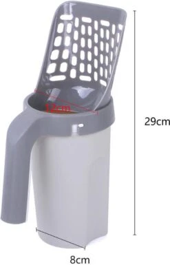 YELÉ LIVING – Kattenbakschep – Haarverwijderaar - Cat Litter Scoop – Kattenbakschep Met Container – Katten – Kattenbak – Grijs/wit – Kattenbak Schep – Grind – Kattengrind – Kattenbak Grind – Poep Zakjes – Afvalcontainer - All-in-1 Kattenbakschep -Dieren Product Winkel 769x1200 1