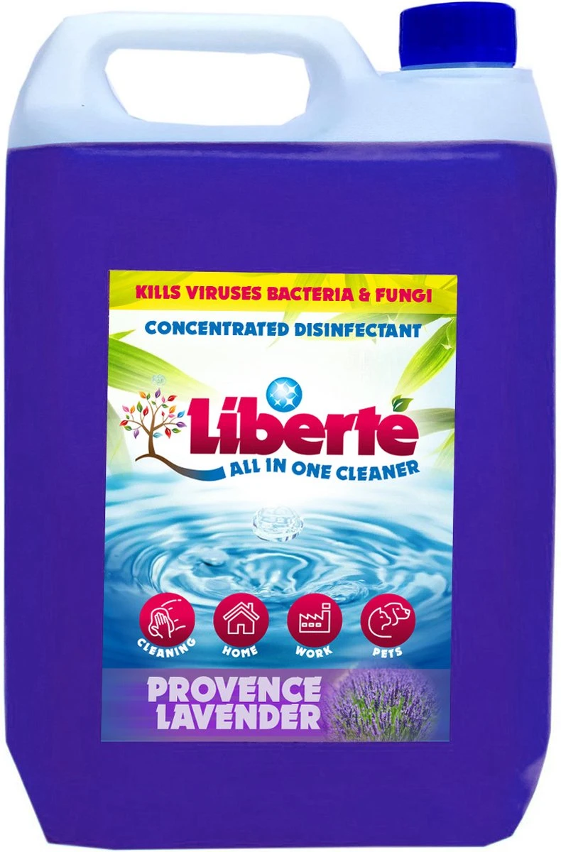 Geurverwijderaar - Liberté All In One Cleaner - Desinfectie - Dieren - Huis - Auto - Kantoor - Schoonmaakmiddel - 5L - Provence Lavender 1 Geurverwijderaar - Liberté All In One Cleaner - Desinfectie - Dieren - Huis - Auto - Kantoor - Schoonmaakmiddel - 5L - Provence Lavender