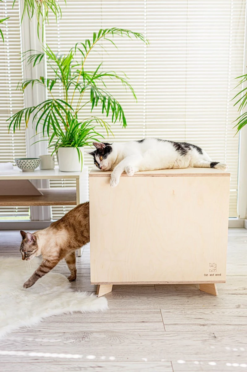 Catandwood Kattenhuis - Kattenbakcontainer - Kattenbak Ombouw - Hout 9 Catandwood Kattenhuis - Kattenbakcontainer - Kattenbak Ombouw - Hout - Afbeelding 9